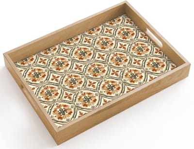 Dienblad hout 40x30 cm - Schootdienblad - Elegant - Antiek - Kleurrijk - Borrelplank rechthoek - Plateau dienbladen