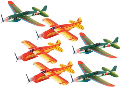 Henbrandt Speelgoed luchtmacht vliegtuigen Airgliders - 6x stuks - echt vliegend - uit Amerika en Duitsland - 19 cm - Historische vliegtuigjes