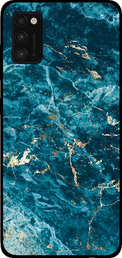 Smartphonica Telefoonhoesje voor Samsung Galaxy A41 met marmer opdruk - TPU backcover case marble design - Blauw geschikt voor Samsung Galaxy A41