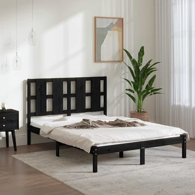 vidaXL - Bedframe - massief - grenenhout - zwart - 140x190 - cm