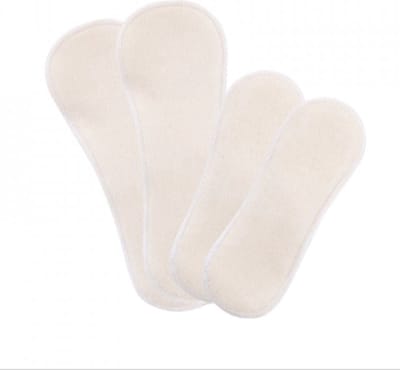 Bamboolik probeerset wasbaar maandverband en inlegkruisjes - badstof biologisch katoen - sluiting met drukknoopjes en klittenband - 4 stuks - wit