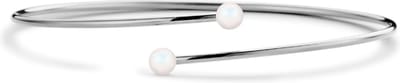 CO88 Collection 8CB-90803 Stalen Armband - Dames - Bangle met Parel aan Uiteinde - 60 x 51 mm - Parel 4 mm Doorsnee - Zilverkleurig