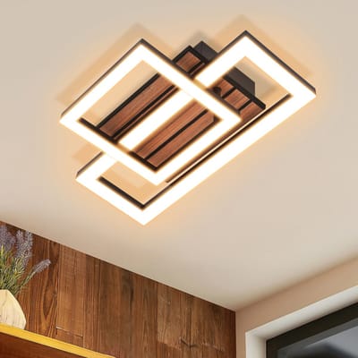 NETTLIFE - LED Plafondlamp 14W 3000K Warmwit - Modern Rechthoekig Ontwerp Met Houtlook - Niet Dimbaar - Plafondverlichting Voor Hal Kantoor Garderobe