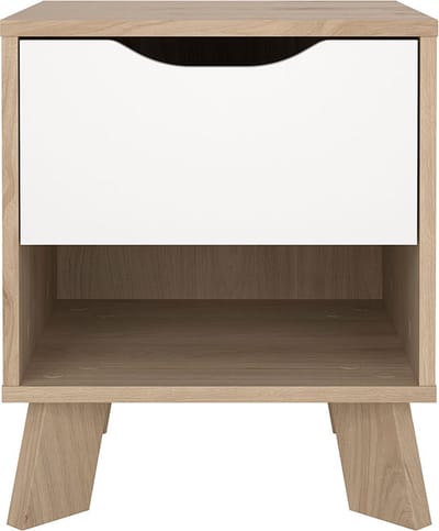 Ikast nachtkastje 1 lade, 1 plank eiken decor, wit.