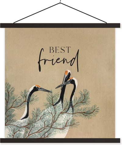 Posterhanger incl. Poster 60x60 cm - Schoolplaat - Best friend - Quotes - Spreuken - Vrienden - Textielposter - Zwarte latten