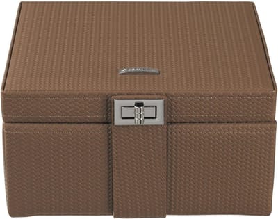 Sieradendoos - Juwelendoosje Organizer - Sieraden Opbergen - Veelzijdig Interieur - 21.5 x 19.5 cm - Mocca