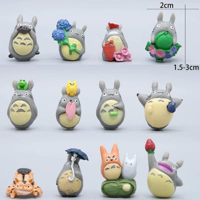 Totoro Cartoon Scène Beeldjes Set - Schattig Mini Beeldje voor Huis Tuin Aquarium Auto Decor Creatieve Ornamenten gray