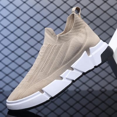 Instapschoenen Heren Lente Nieuw Ademend Hoog Elastisch Sokken Mond Vlieg Geweven Heren Set Voeten Casual Mode Sportschoenen Heren 45 white