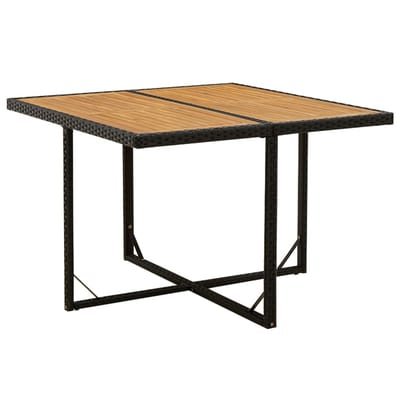 vidaXL - Tuintafel - 109x107x74 - cm - poly - rattan - en - massief - acaciahout - zwart
