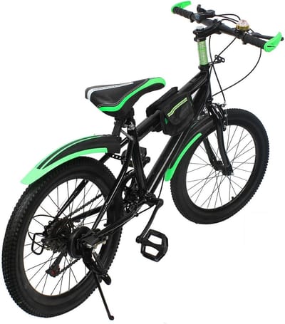 Kinderfiets 20 inch - Jongensfiets Mountainbike - Buitenavonturen - Stabiel Stalen Frame - Verstelbaar Zadel - Zwart Groen