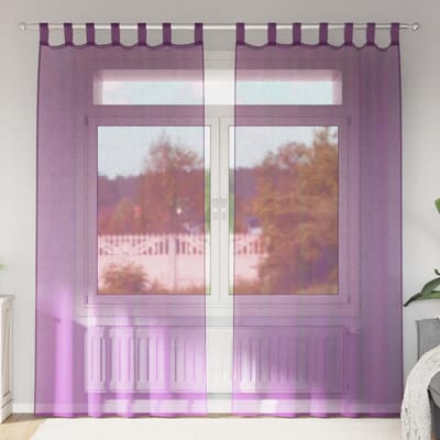 vidaXL - Gordijnen - voile - met - lussen - 2 - st - 140x225 - cm - paars
