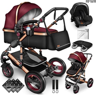 Combi Kinderwagen - Reiswieg Buggy - Baby Vervoer - 3-in-1 Set - 13 kg - Bordeaux Rood