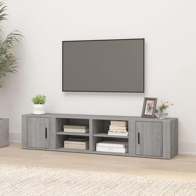 Tv-meubels - Hifi-kast Tv-kast - Media Opbergen - Met Deuren - 80x31.5x36 cm - Grijs Sonoma