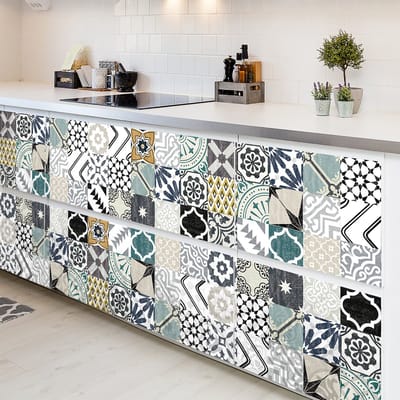 Decoratieve meubelstickers - 60 authentieke Jehana cementtegel meubelstickers - 60 stickers 20x20cm