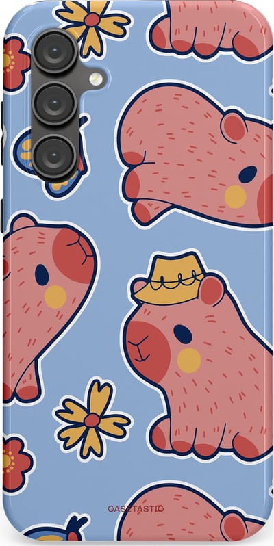 Casetastic Hoesje Geschikt voor Samsung S23 FE - Stijlvolle Beschermende Duo-layer Case - Capibara geluk