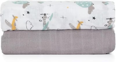 Set van 2 hypoallergene bamboe wikkeldoeken 120 x 120 cm