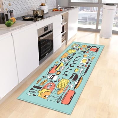 Keukenvloermat Deurmat voor Woonkamer Slaapkamer Deur Balkon Decoratieve Vloermat Antislip Lange Strook Gebiedskleed 2pc-50x80-50x150