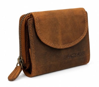Boutique Trukado - HillBurry Leren Portemonnee met Halfronde omslag - Hunterleer - Uniseks - praktisch ingedeeld - (bxhxd) ca. 11,3cm x 9,5cm x 2,7cm