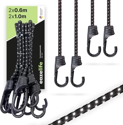 Set van 4 reflecterende spanbanden met metalen haken - 60 en 100 cm voor auto en fiets