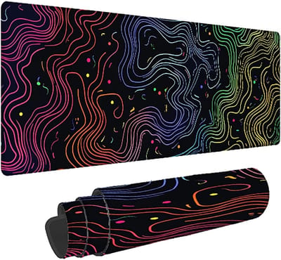 Bureauonderlegger XXL - Gaming muismat - Kantoor thuis - Antislip en wasbaar - 140x60 cm - Meerkleurige strepen