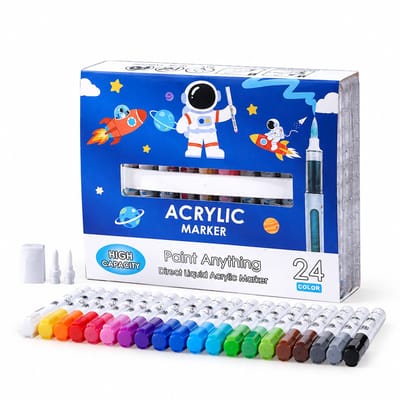 Acrylmarkerset - 24 kleuren - Directe inkttoevoer, zachte punt en overschilderbare kleuren - Voor DIY en tekenen - Basisverpakking