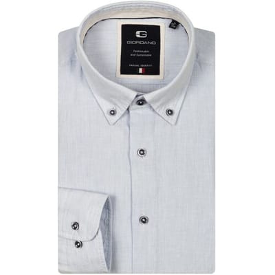 Giordano Overhemd Loretto Soft Washed Cotton Linnen Button Down Fine Stripe Licht Blauw / male