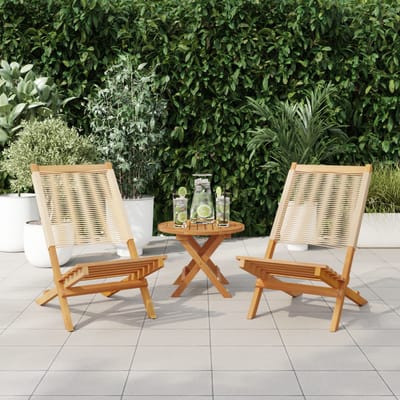 vidaXL - Tuinstoelen - 2 - st - massief - acaciahout - en - polypropeen - beige