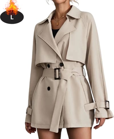 Livano Mantel Dames - Tussenmantel - Jas - Mantelpakje - Trenchcoat - Overjas - Overcoat - Winter - Khaki - L
