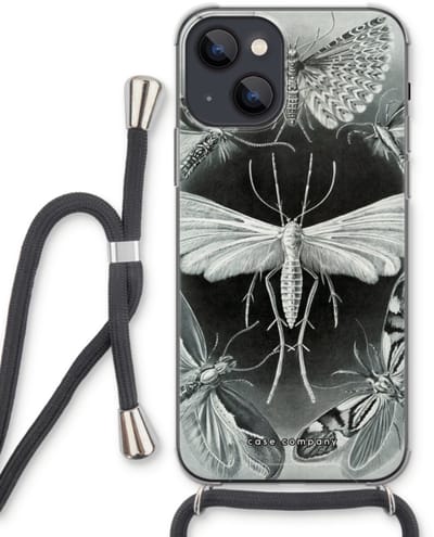 Case Company® - Hoesje met koord geschikt voor iPhone 13 hoesje met Koord - Haeckel Tineida - Telefoonhoesje met Zwart Koord - Bescherming aan alle Kanten en Over de Schermrand