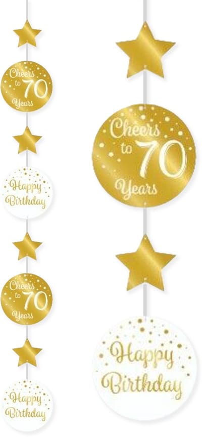BTH - Hangdecoratie - 70 Jaar - Goud-Wit - Slingers - Slingers Verjaardag - Verjaardag - Decoratie - Versiering - Slinger