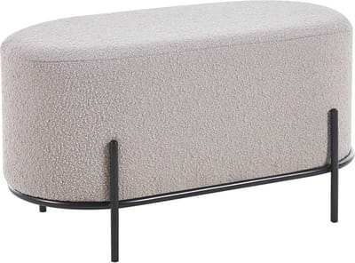 Poef Naomi Taupe - Bouclé - Breedte 80 cm - Diepte 40 cm - Hoogte 42 cm