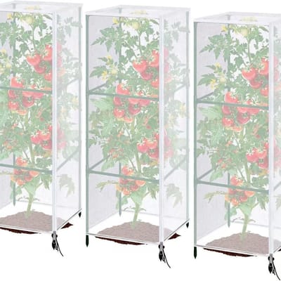 Beschermnet voor planten - Insectengaas tuindoek - Planten beschermen - Ritssluiting trekkoord - 3 stuks 150x45cm - Wit