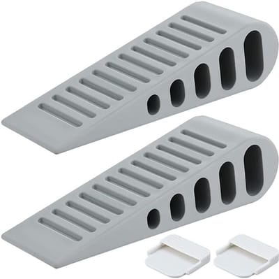 2-stuks Deurstopper - Vloerdeurstopper - 13x4,5x3,2 cm - Met ophanghaken - Antislip en krasbestendig - Stapelbaar - Beschadigt vloeren niet - Voorkomt beknelling - Geschikt voor woningen, balkons, kinderkamers en kantoren - Grijs