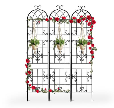unho Klimrek voor Klimplanten – Metalen Plantensteun voor Tuin – 220 cm Hoog – Set van 3 – Zwart