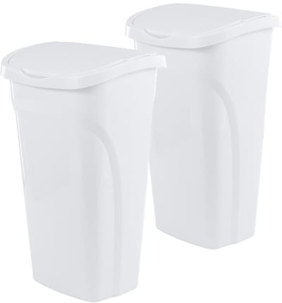 Set van 2 Ruimtebesparende Prullenbakken 40L met Swing Deksel - Smal en Compact Keukenafval