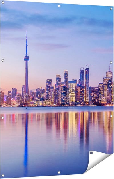 Gards Tuinposter Toronto Skyline in Canada - 90x120 cm - Tuindoek - Tuindecoratie - Wanddecoratie buiten - Tuinschilderij