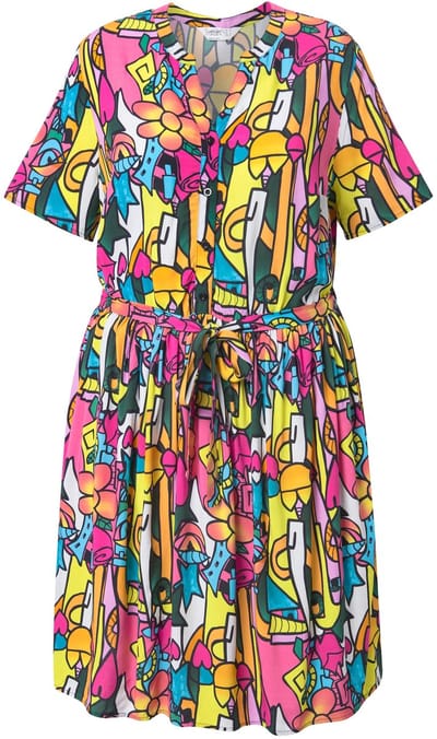 Angel of Style - Dames - Jurk A-lijn all-over print elastische taille - Magnoliarood - Maat 44