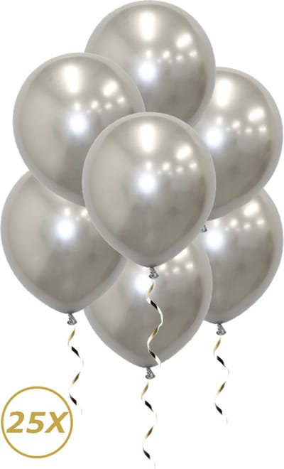 Zilveren Helium Ballonnen 2024 NYE Verjaardag Versiering Feest Versiering Ballon Chrome Zilver Luxe Decoratie - 25 Stuks