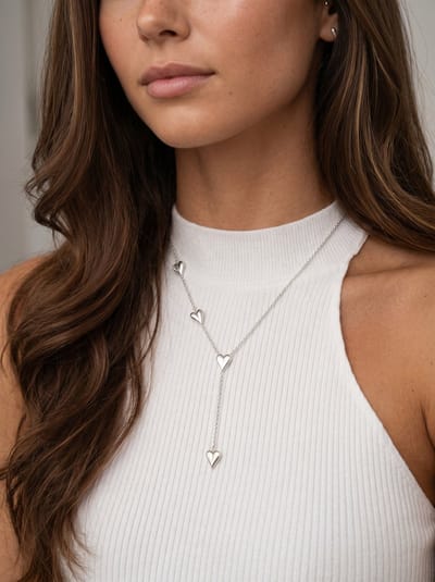 Lundholm Elora Hartjes Ketting Dames Zilverkleurig – Premium Stainless Steel – Ketting met Hartjes – 42 cm + Verlengstuk – Minimalistische Damesketting – Waterproof & Hypoallergeen – Scandinavisch Design