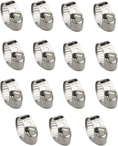 Verstelbare RVS Slangklemmen voor Diverse Toepassingen - Wormdrive Slangklemmen, 15-pack (10-16mm)