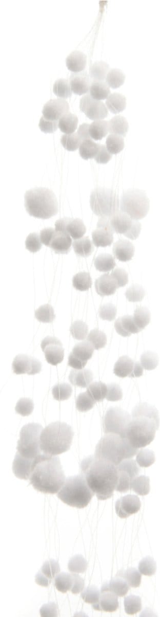 Decoris Sneeuwballen slinger - wit -135 cm - polyester - sneeuwversiering - slingers - sneeuwdecoratie - Kerstversiering