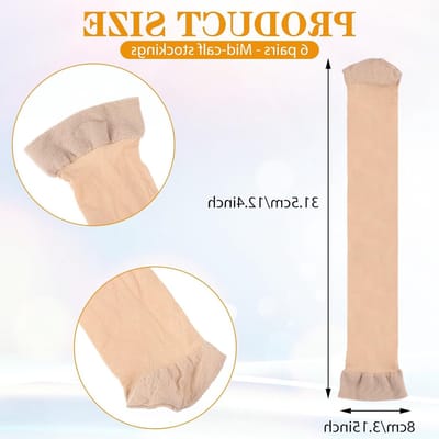 6 Paar Nylon Kousen voor Dames, Zijdeachtige Kousen, Perfect voor Dagelijks Gebruik en Dansfeesten, M-L, Huidkleur