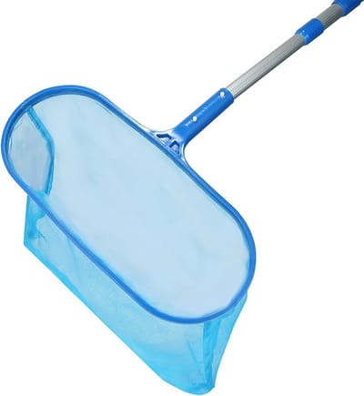 Zwembad net-zwembad schepnet-Extra groot zwembadschrapernet zonder steel - Fijnmazig zwembadnet voor het verwijderen van bladeren en ander vuil van de zwembadbodem - Blauw - 41,5 x 17,5 cm