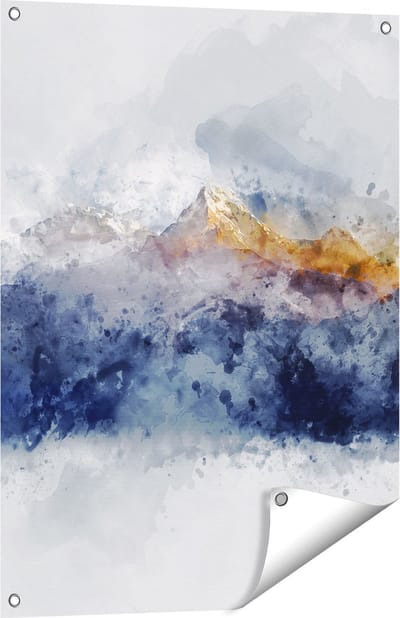 Gards Tuinposter Abstracte Kunst van Bergen - 60x80 cm - Tuindoek - Tuindecoratie - Wanddecoratie buiten - Tuinschilderij