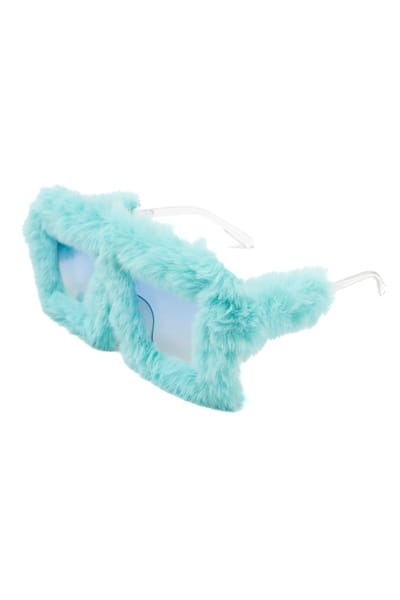 KIMU® Vierkant Bont Zonnebril - Blauw Montuur Kunststof - Blauwe Glazen - Koekiemonster Papegaai Ara Sully Gonzo Stitch Zonnebril Dons Zacht Festival
