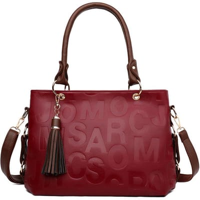 Mode Tas Grote Capaciteit Kwast Dames Tas Reliëf Letters Dames Handtas Eén Schouder Crossbody Tas brown