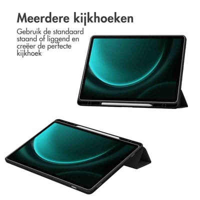 imoshion Tablet Hoes - Geschikt voor Samsung Galaxy Tab S9 11.0 inch Plus / Galaxy Tab S9 11.0 inch FE Plus / Galaxy Tab S10 Plus - Trifold Hardcase Bookcase - Zwart