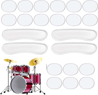 22 Stuks Drum Demper Set, Zachte Ovale Geluidsdempers voor Drums, Geluidsoverlast Verminderen, Geluidsisolatie en Drummateriaal