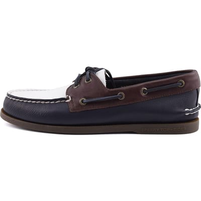 Sperry Authentic Original 2 Eye Leren Heren Bootschoenen In Marineblauw/Wit/Bruin