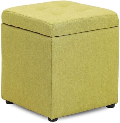Stoffen Poef - Voetenbankje Ottomaan - Opbergen en Zitten - Scharnierend Deksel - 30 x 30 x 35 cm - Groen